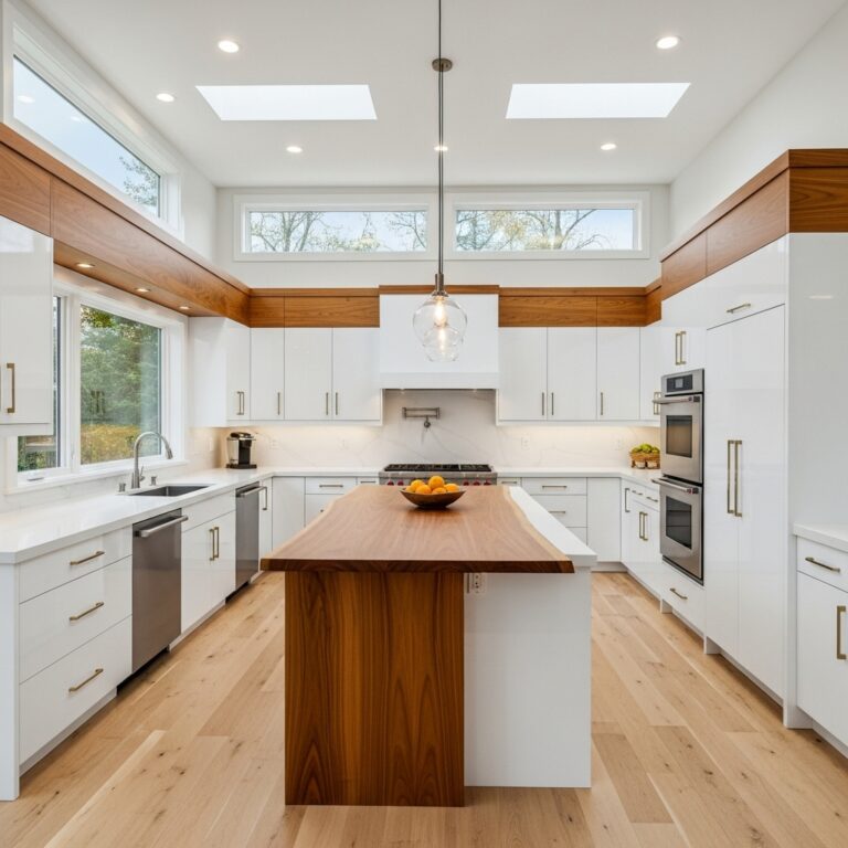 15+ Kitchen Ideas: White and Wood Modern Luxury