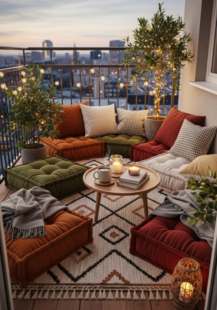 Cozy Balcony Nook with Floor Seating