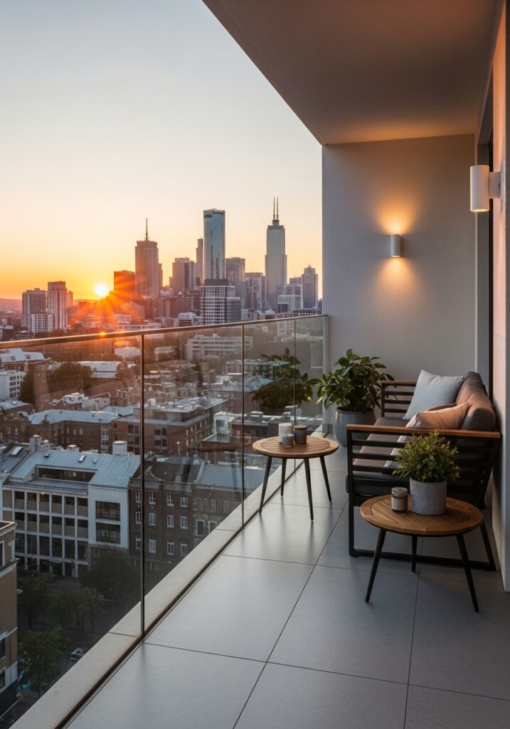 Modern Small Balcony with Glass Railings