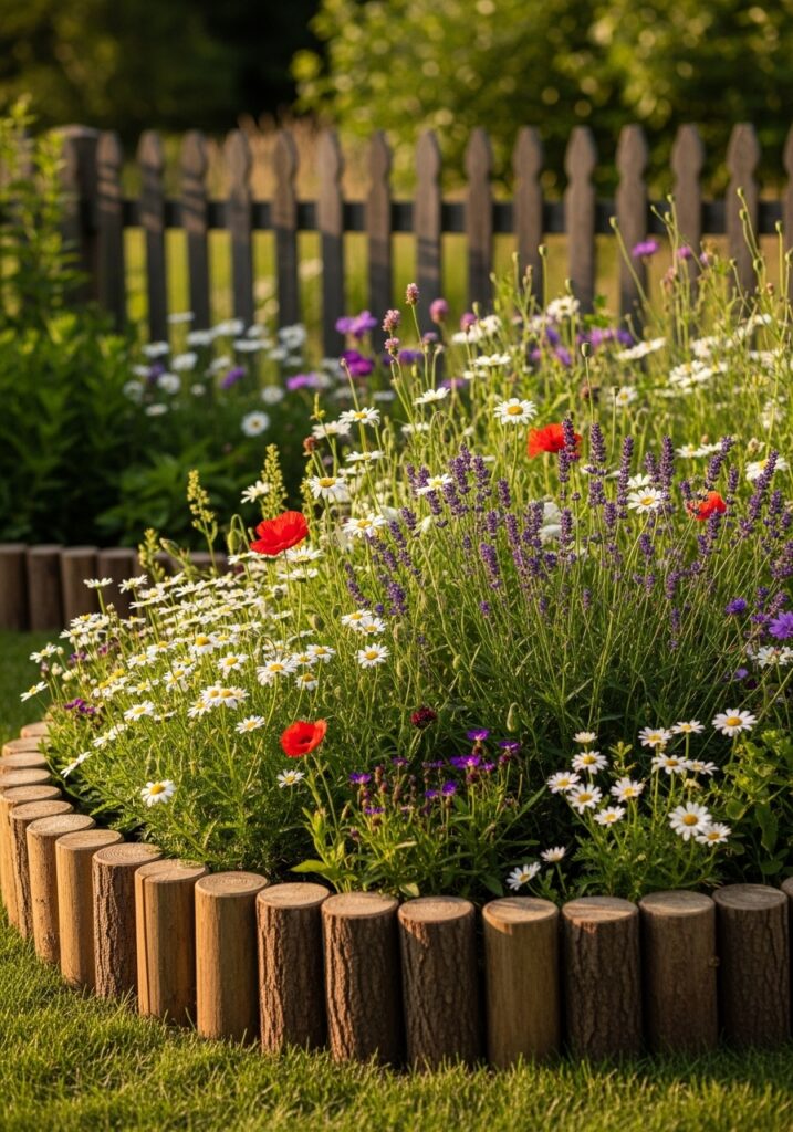 Wooden Log Borders for a Rustic Vibe