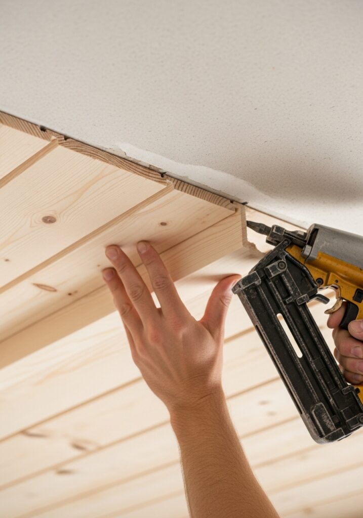 DIY Plank Ceiling Using Tongue-and-Groove Boards