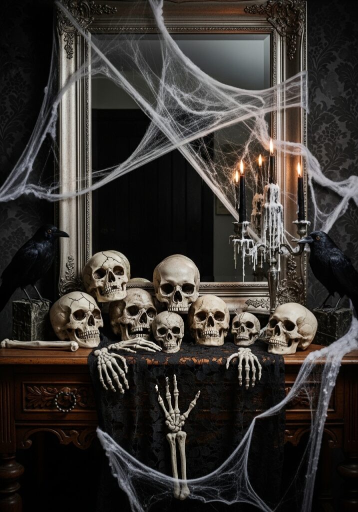 Haunted Hallway Table Styling with Creepy Props