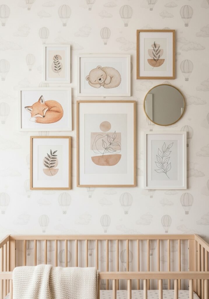 Aesthetic Nursery Wall Decor: Mix Wallpaper + Art