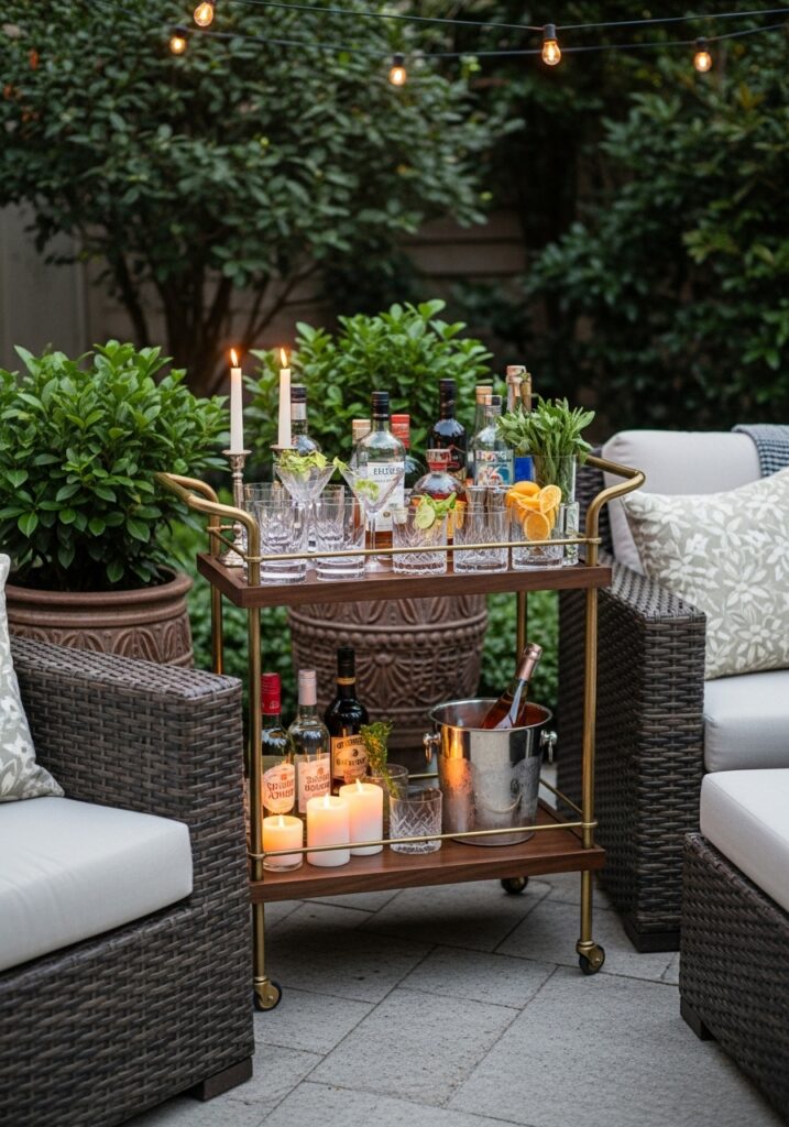 Outdoor Bar Cart Setup for the Social Butterfly