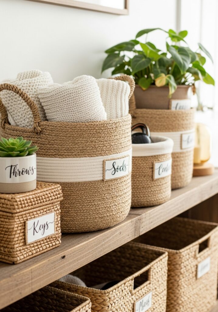 Use Decorative Baskets and Bins
