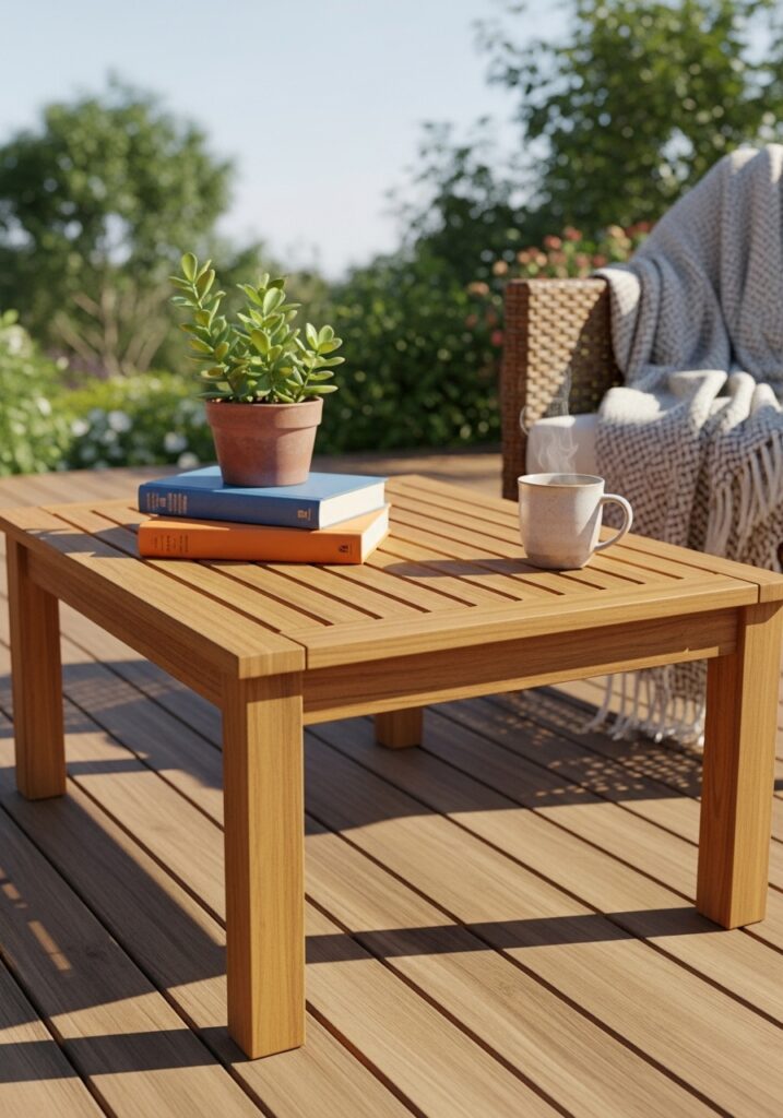 Wood Slat Patio Table