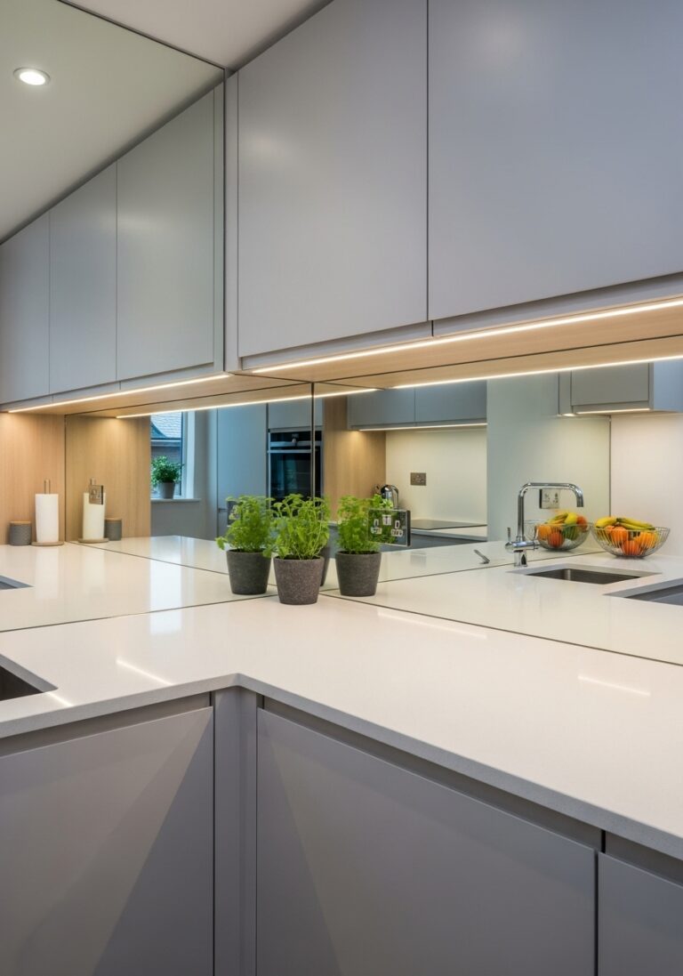 Add Mirrors or Reflective Backsplashes