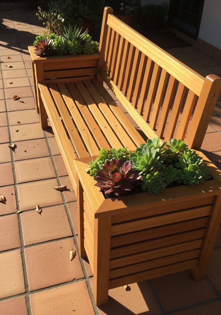 Outdoor Benches with Built-in Planters