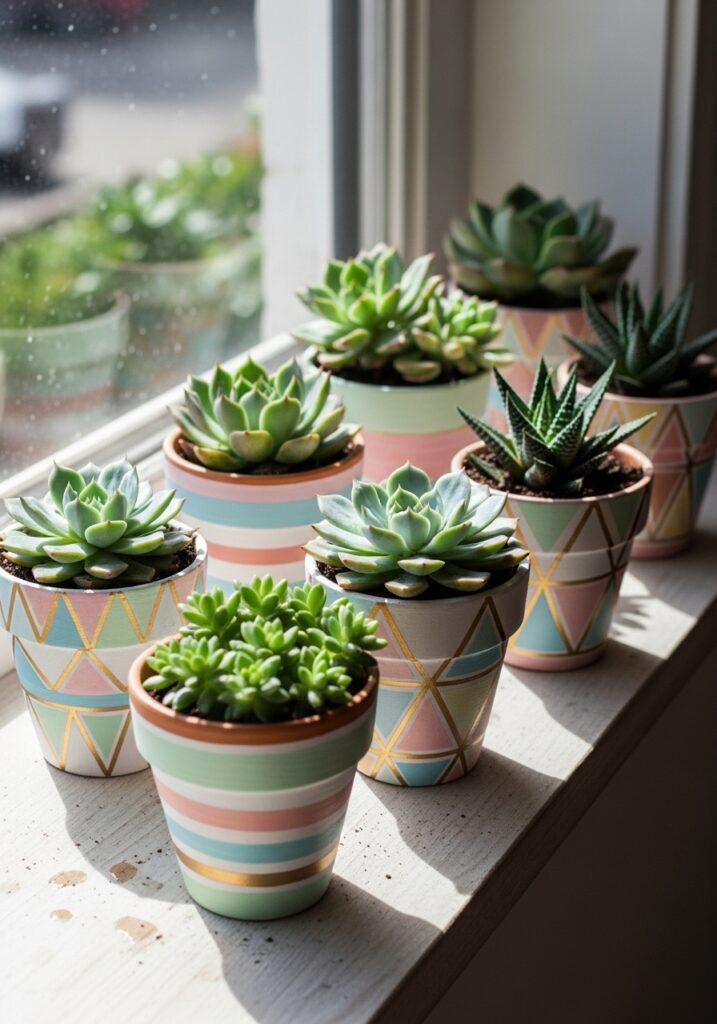 Painted Terra-Cotta Pots for Plants