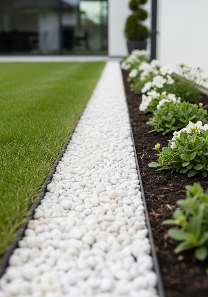 Gravel or Pebble Trenches for a Minimal Look