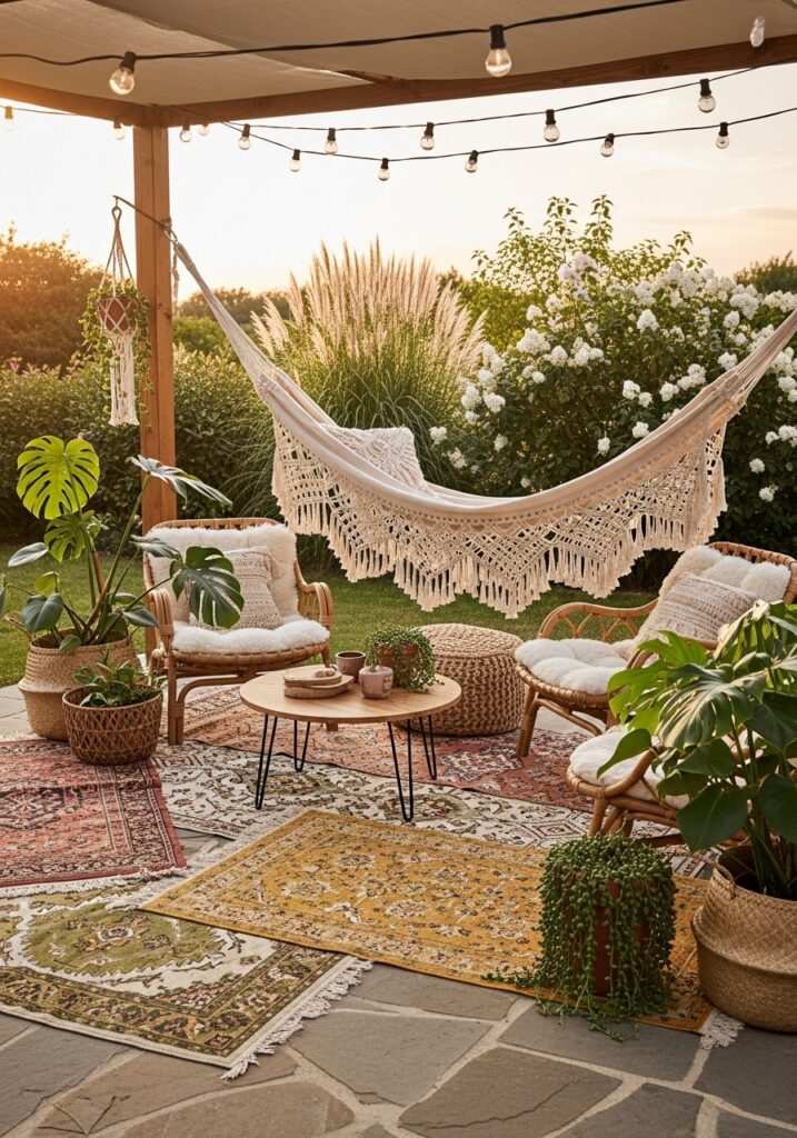 Boho-Chic Patio Vibes with Woven Details