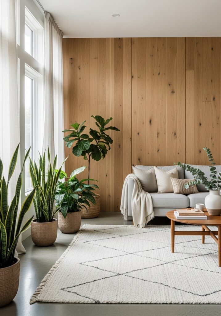 Natural Wood Wall Ideas for Living Room