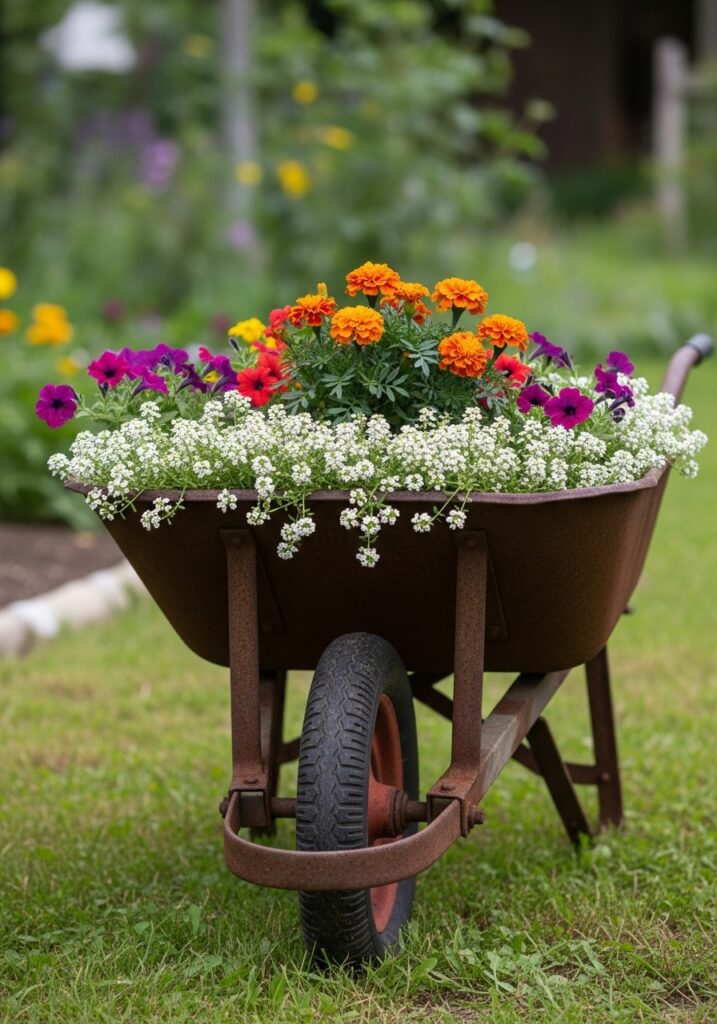 Rustic Wheelbarrow Planter