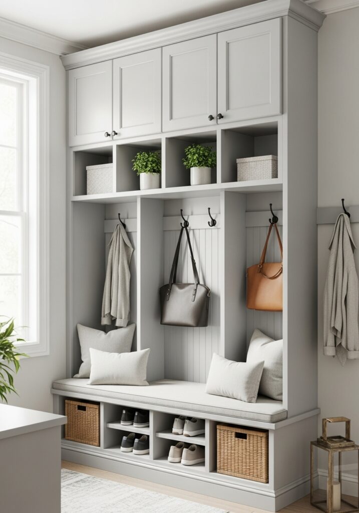 Try Compact Entryway Design Ideas with Built-Ins