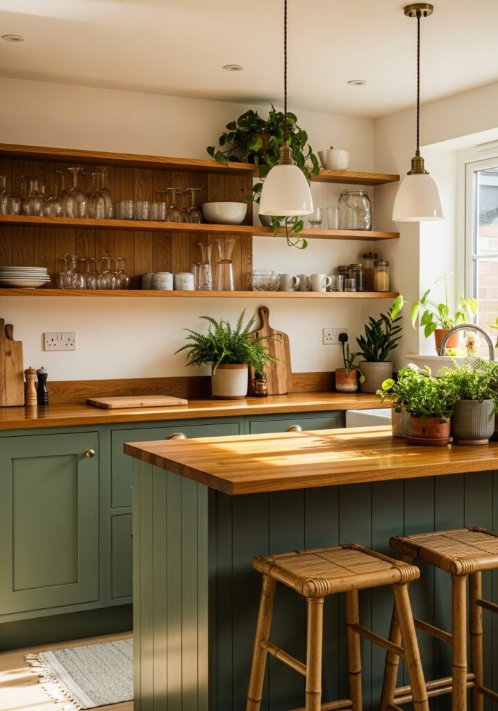 Mix Green with Wood for a Natural Feel