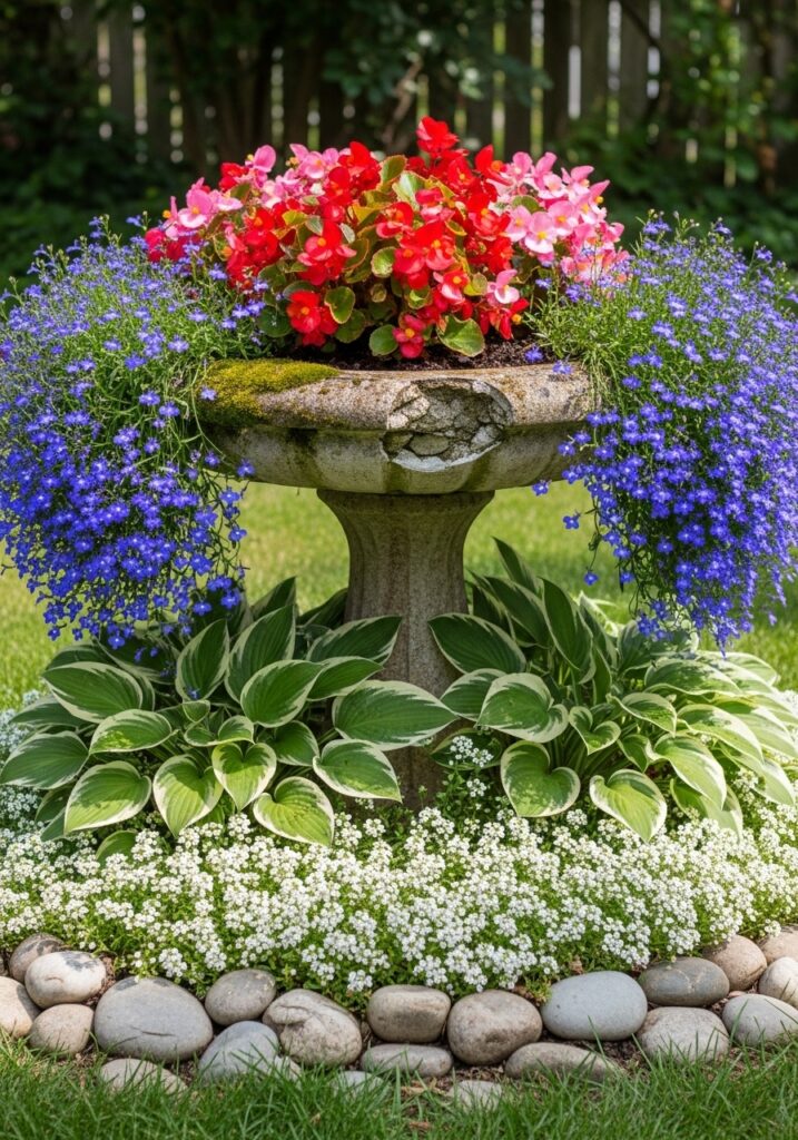 Birdbath Flower Bed
