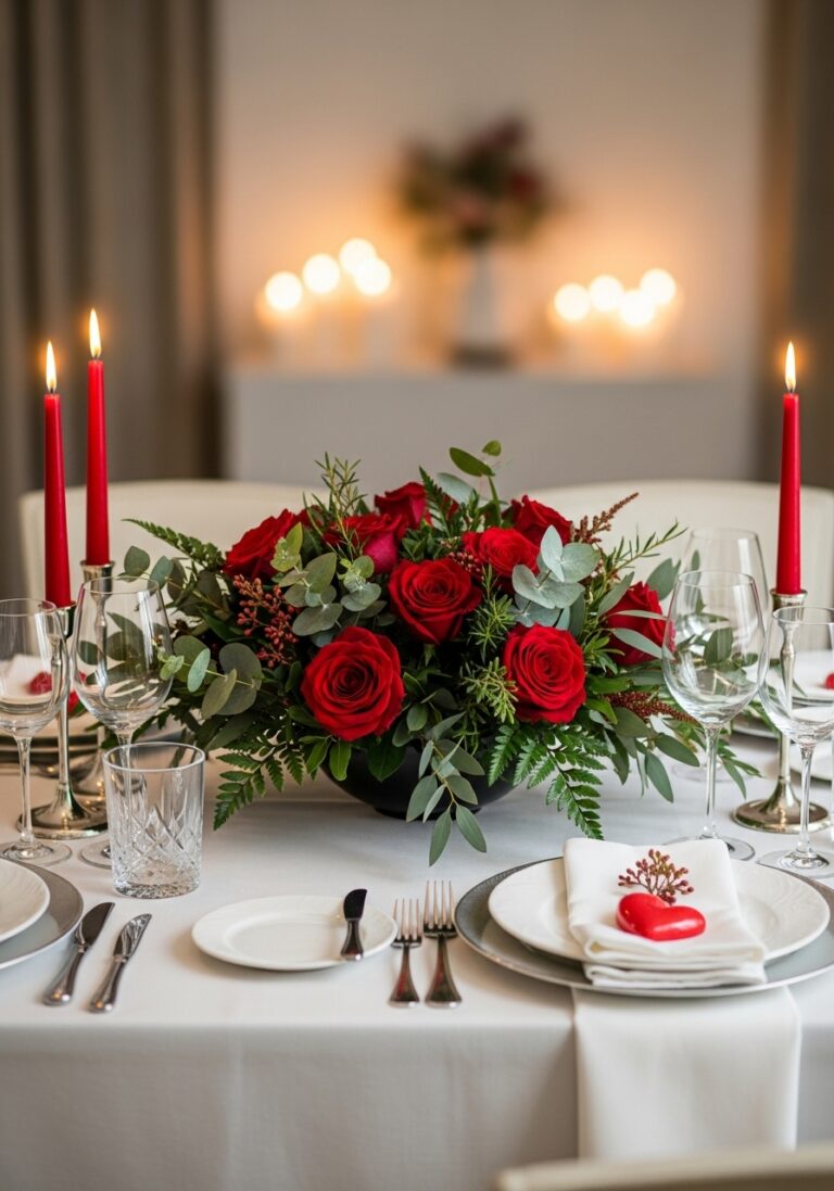 Bold Red Roses Centerpiece