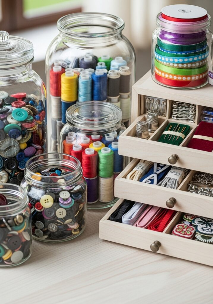 Keep Notions in Clear Jars or Drawers