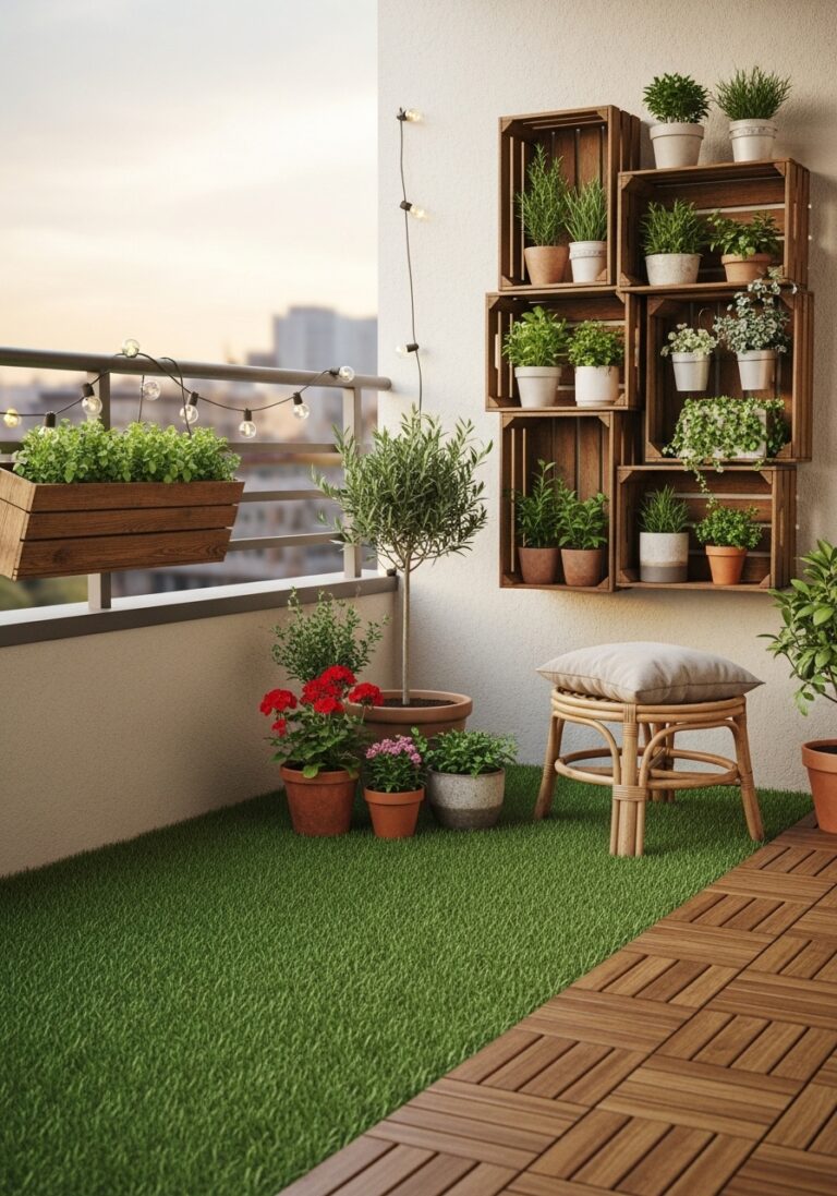 Budget-Friendly Balcony Grass Decor with DIY Touches