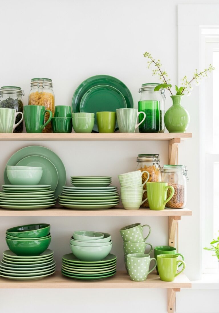 Display Green Dishware and Accessories