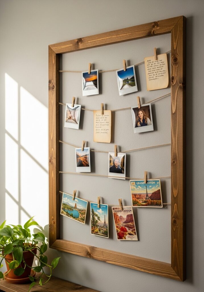 DIY Message Board with String and Clips