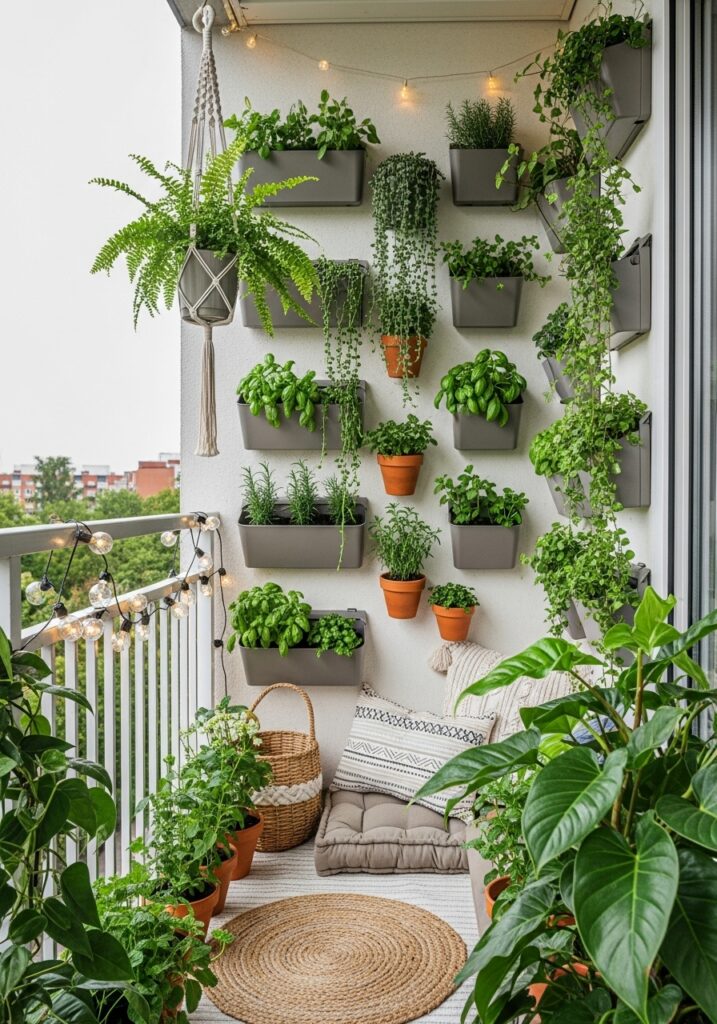 Compact Boho Balcony Inspiration with Vertical Gardens