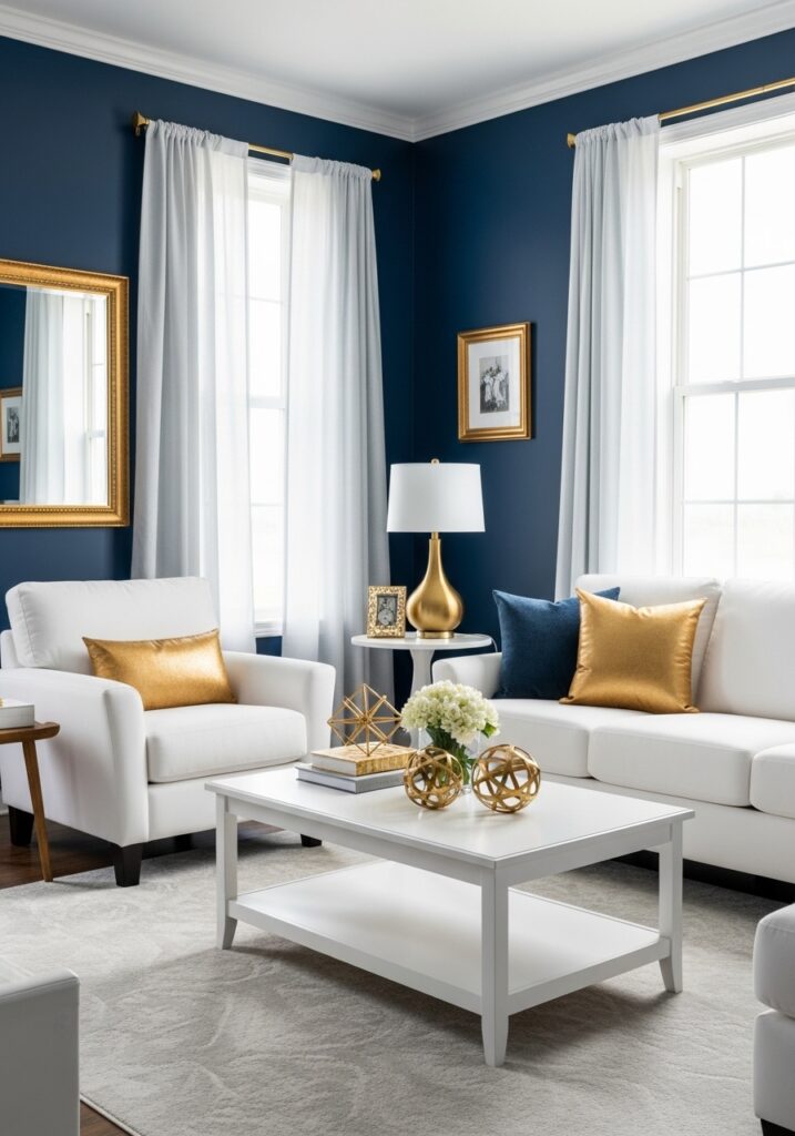 Add Contrast with White and Navy