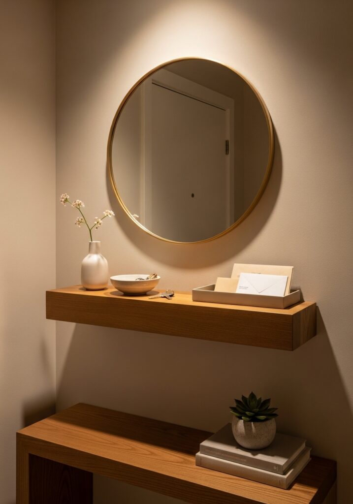 Add a Console or Floating Shelf for Everyday Essentials