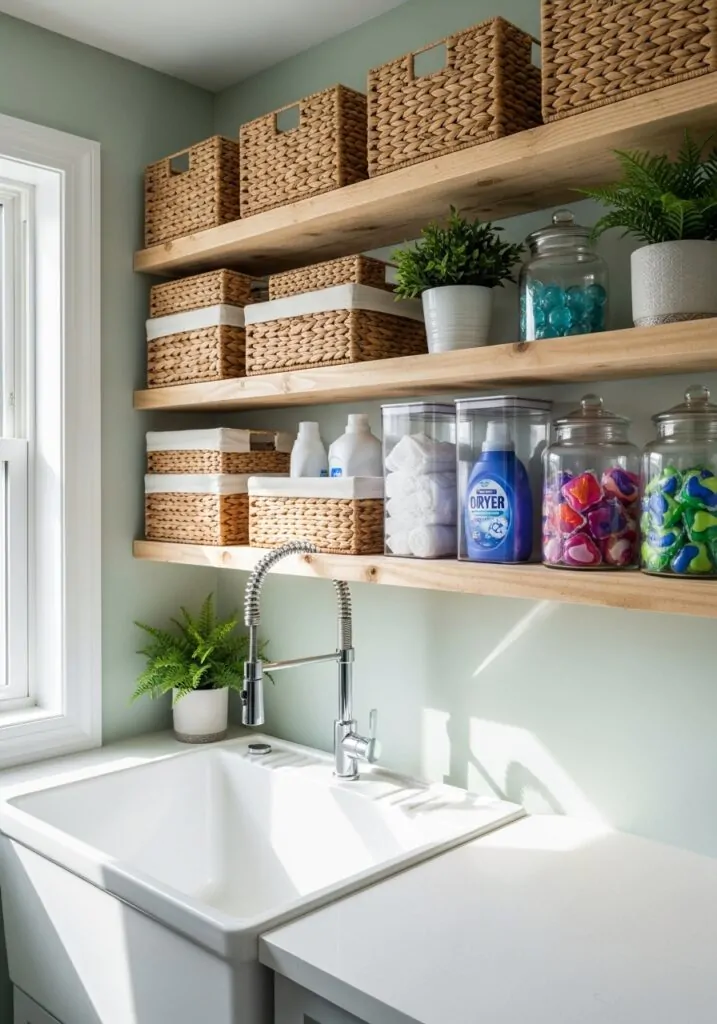 Sink with Open Shelving Above