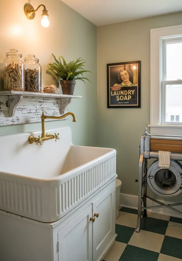 Vintage Sink with Brass Fixtures