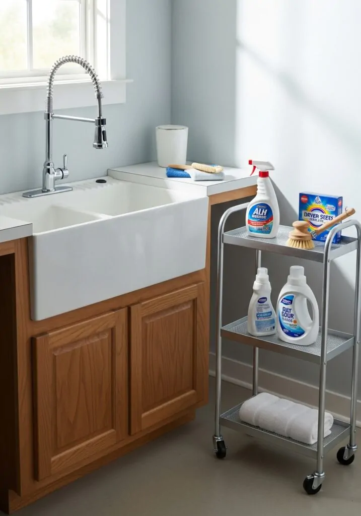 Utility Sink with Rolling Cart