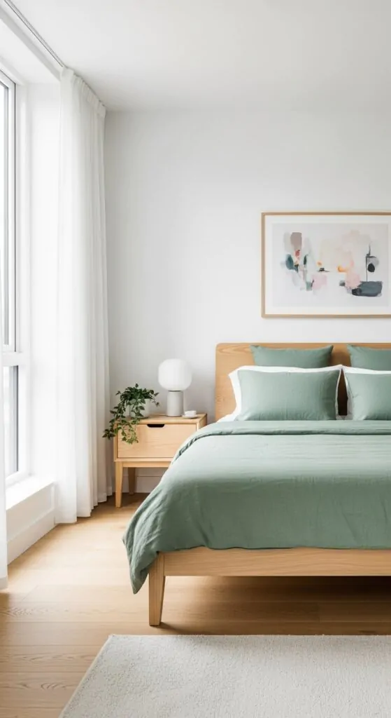 Modern Sage Green Bedroom Design with Minimalism