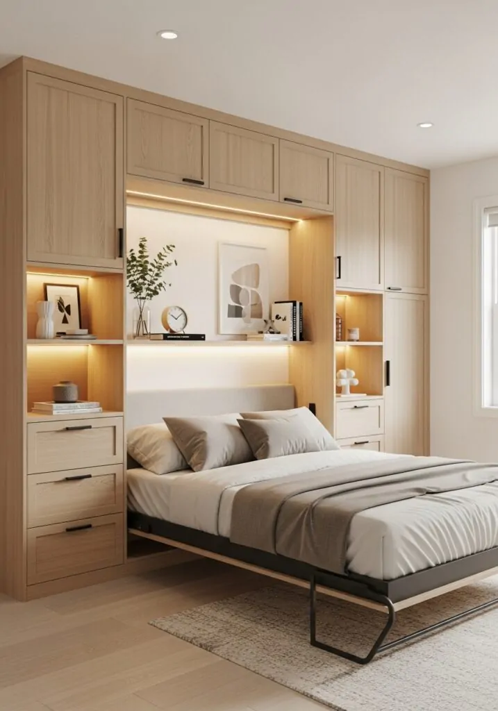 Murphy Bed with Storage Cabinets
