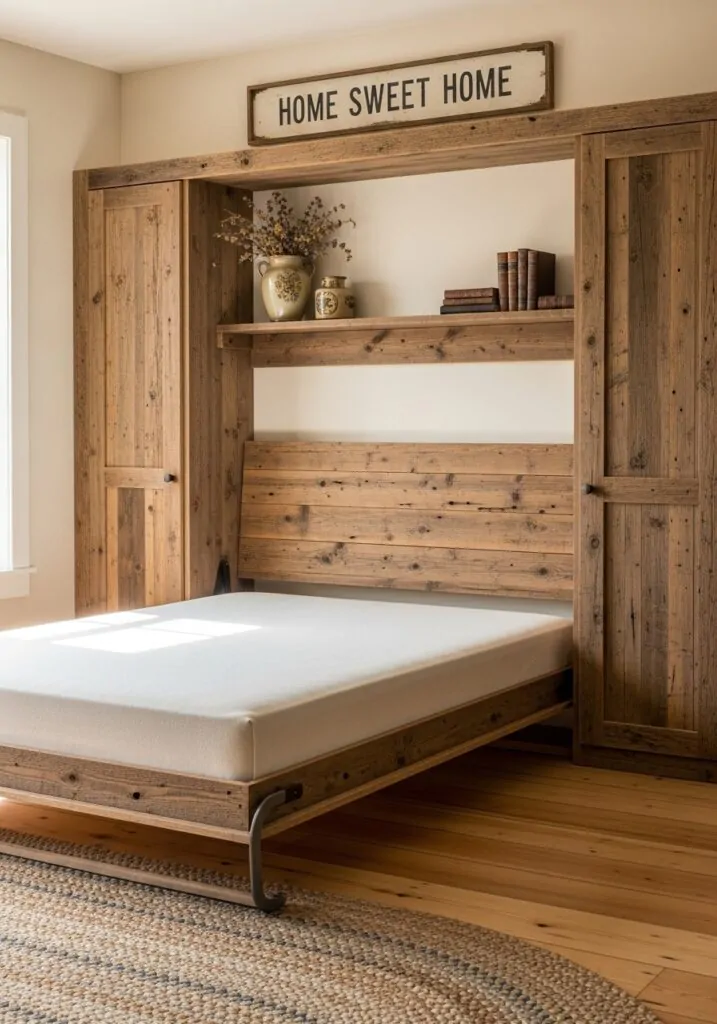 Rustic Wooden Murphy Bed