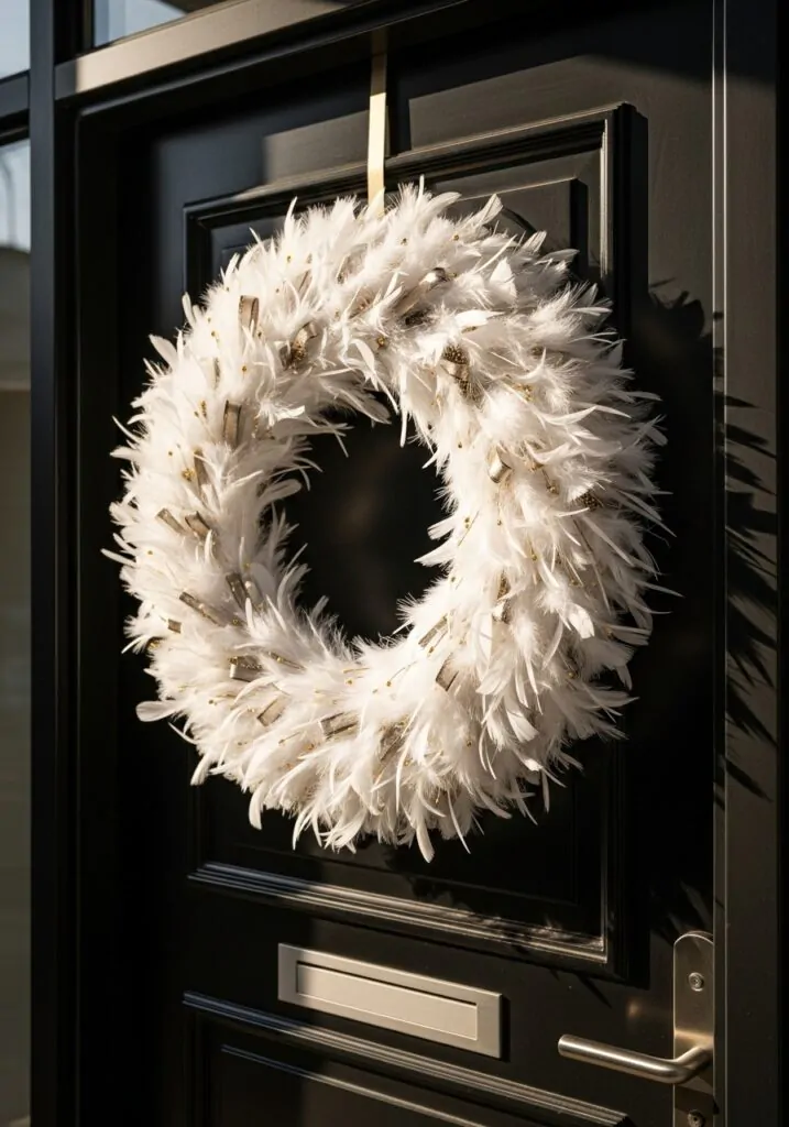 Unique Christmas Wreaths with Feathers