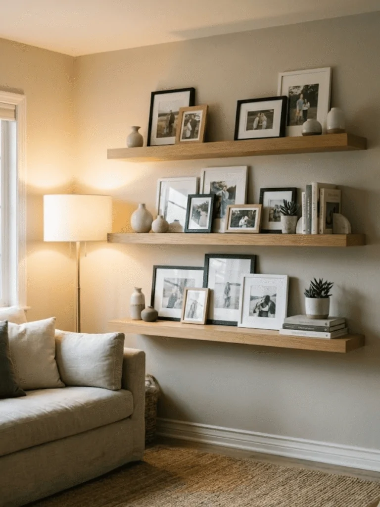 Floating Shelf Photo Wall