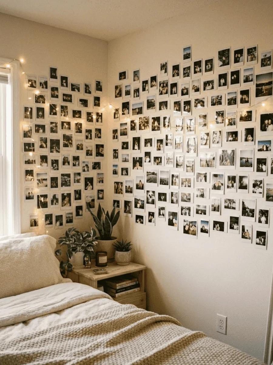 Polaroid Photo Wall for a Casual Look