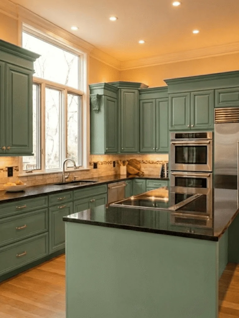 Sage Green + Black Granite